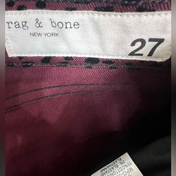 Rag & Bone velvet burgundy cheetah print pants   Hana size 27 new rocker edgy - Picture 4 of 13